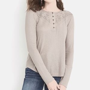 Maurices Lace Button Henley Long Sleeve Knit Sz L